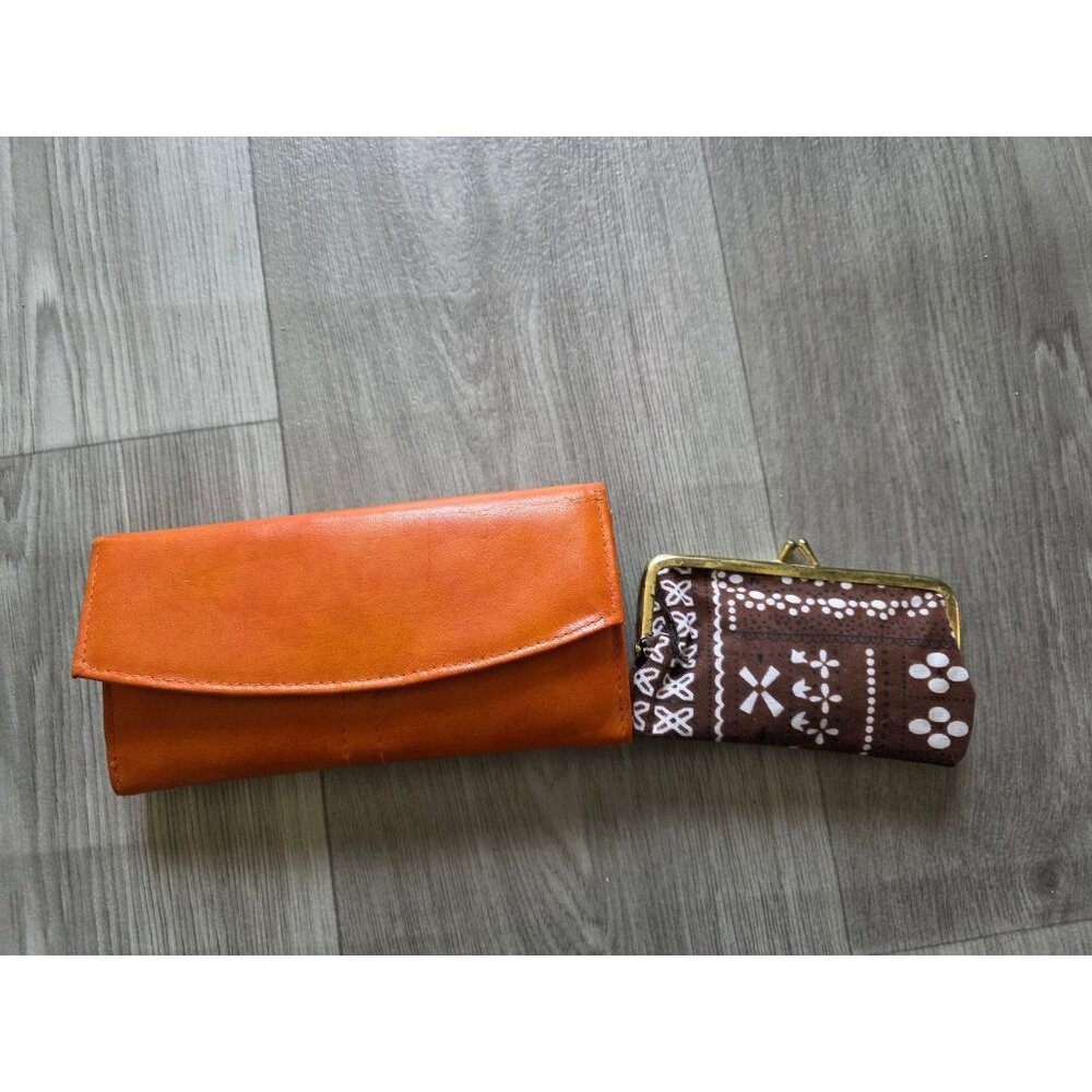 Vintage Ladies Brown Leather Wallet, Check & Coin Purse By Ladys Pride